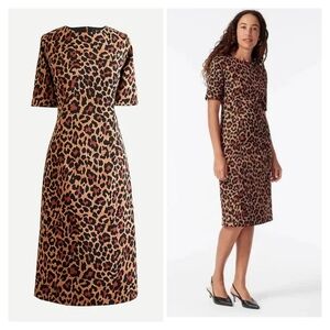 J. Crew Elbow-sleeve sheath dress in leopard bi-stretch‎ cotton